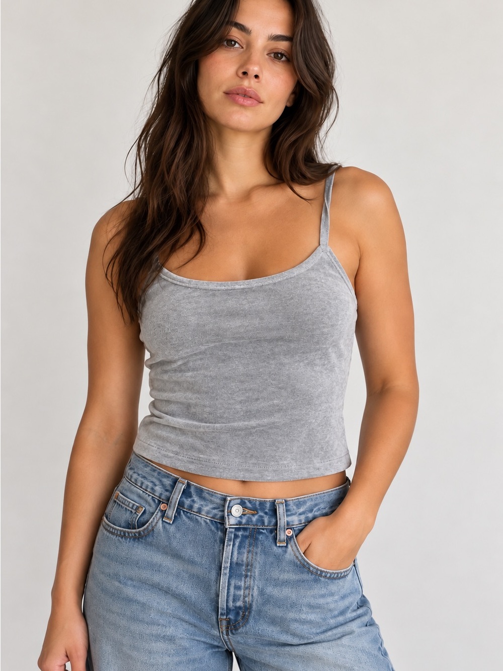 SKIMS – Velour Cami Tank Top, Heather Gray – Size XL – Good Preowned Condition